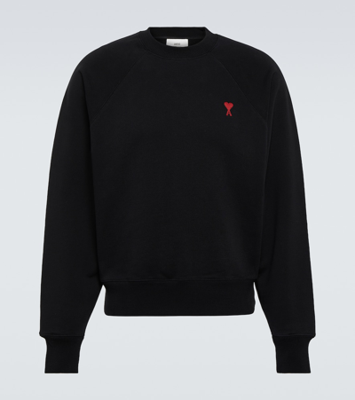 Ami Alexandre Mattiussi Logo-embroidered Merino Wool Sweater In Black