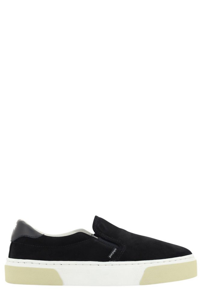 Palm Angels Palm Slip On Suede Sandals In Black