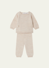Bonpoint Girl's Bamba Wool Sweater & Pants Set In Beige Chine