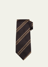 Tom Ford Men's Stripe Silk Tie In Grey