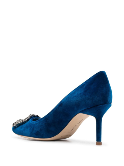 Manolo Blahnik Hangisi 70mm Crystal-buckle Pumps In Blue