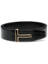 TOM FORD T-BUCKLE LEATHER BELT
