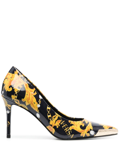 Versace Jeans Couture Pumps Mit Logo 80mm In Black