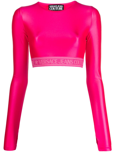Versace Jeans Couture Logo-underband Crop Top In Rosa
