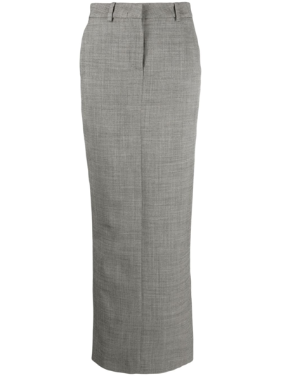 Alessandra Rich Wool Maxi Skirt In Grey