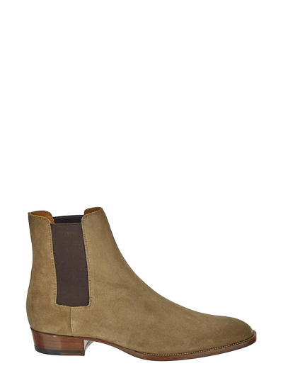 Saint Laurent Wyatt Chelsea Boots In Brown