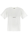 Saint Laurent Women Basic White T-shirt With Miiddle Logo Print In Cotton Woman In White
