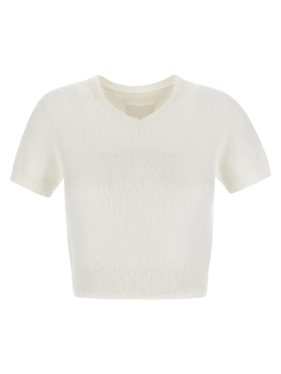Maison Margiela Fluffy Knit Cropped Top In White