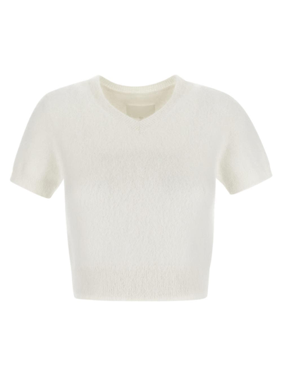 Maison Margiela Fluffy Knit Cropped Top In Off White