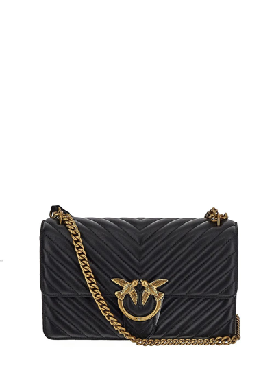 Pinko Classic Icon Chevron-quilted Love-bag In Black