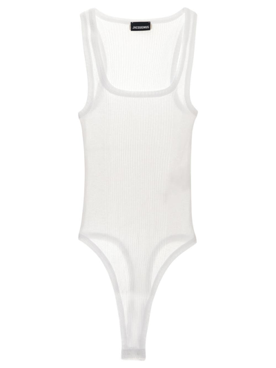 Jacquemus Le Body Caraco Ribbed Bodysuit In White