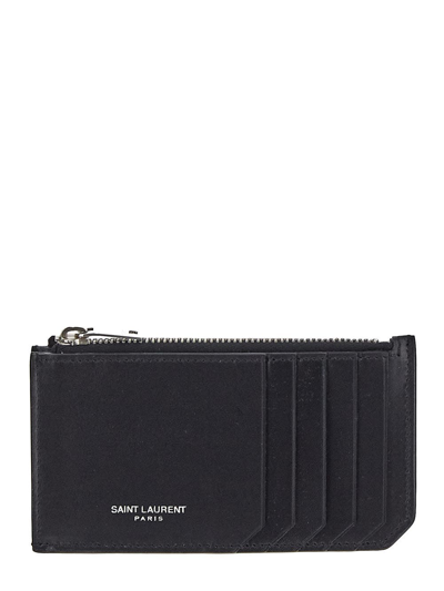 Saint Laurent Fragments Zipped Credit Card Case In Black