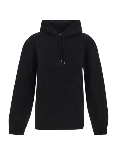 Saint Laurent Logo Hoodie In Black