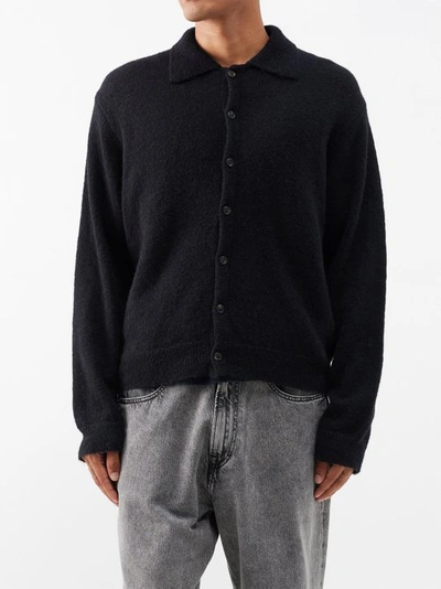 Our Legacy Evening Polo Alpaca-blend Cardigan In Black