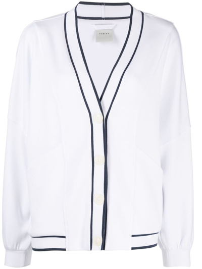 VARLEY TWO-TONE STRIPED BUTTONED CARDIGAN