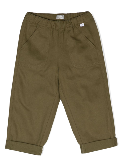 Il Gufo Kids' Elasticated-waistband Cotton Trousers In Green