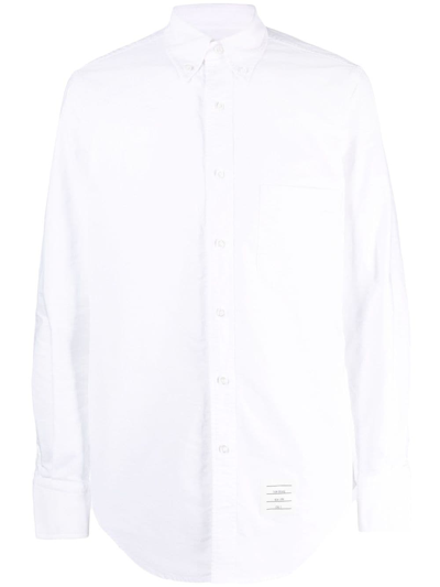 Thom Browne Logo-patch Cotton Shirt In 100 White