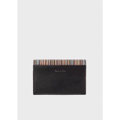 Paul Smith Black Mini Stripe Credit Card Wallet