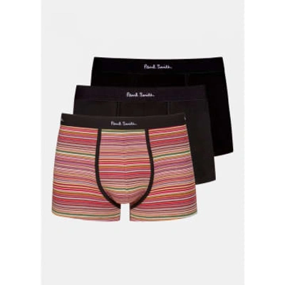 Paul Smith Pack Of 3 Black Multi Stripe Underwears In Neutral