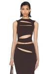Christopher Esber Brown Slashed Tank Top In Mahogany