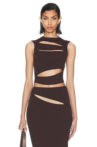 Christopher Esber Brown Slashed Tank Top In Mahogany