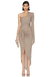 Alexandre Vauthier Bustier Maxi Dress In Dove Grey