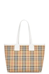 Burberry Vintage Check Large Tote Bag In Beige
