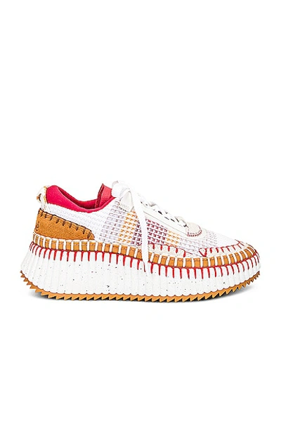 Chloé Nama Stitch Walking Sneakers In Orange