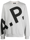 Apc Logo-print Sweatshirt In Gris Clair Chine