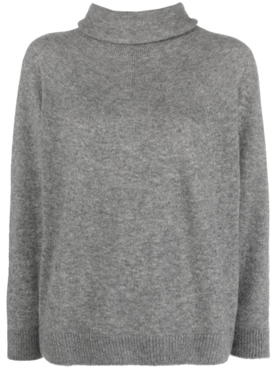 Agnona Roll-neck Cashmere-blend Jumper In Grey