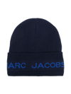 MARC JACOBS LOGO-PRINT KNITTED BEANIE HAT