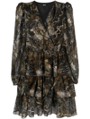 JUST CAVALLI SNAKESKIN-PRINT RUFFLE-TRIM MINIDRESS