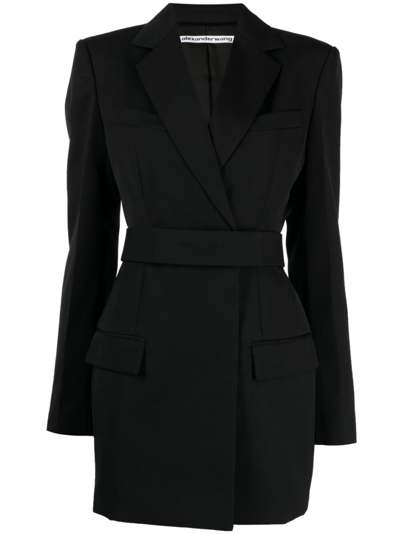 Alexander Wang Dry Wool Twill Blazer Dress In Black