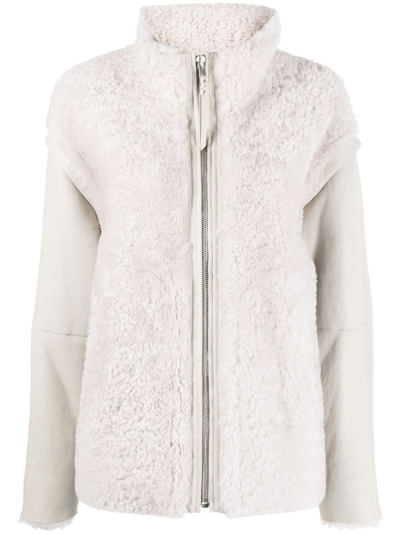 Iro High-neck Lamb-fur Jacket In Neutrals