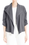 Max Studio Twill Drape Front Short Jacket In Ombre Blue