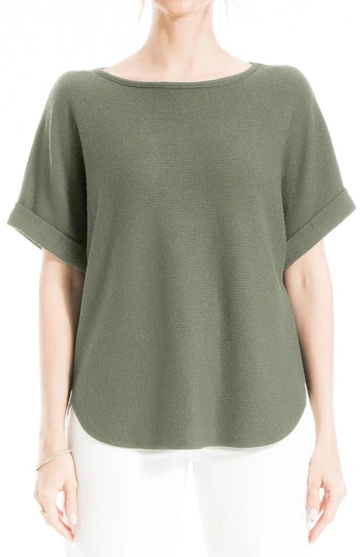 Max Studio Short Sleeve Ribbed T-shirt In Army