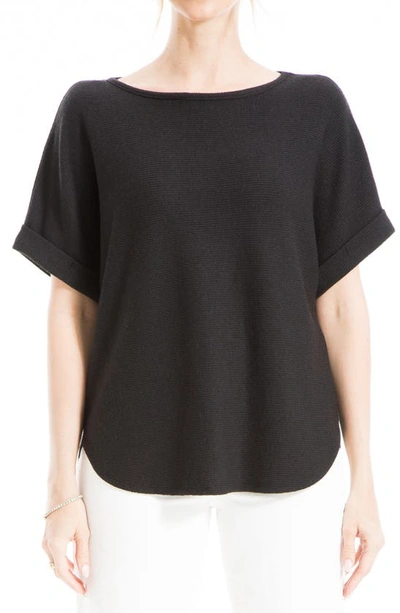 Max Studio Short Sleeve Ribbed T-shirt In Black