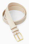 Cos Classic Leather Belt In White