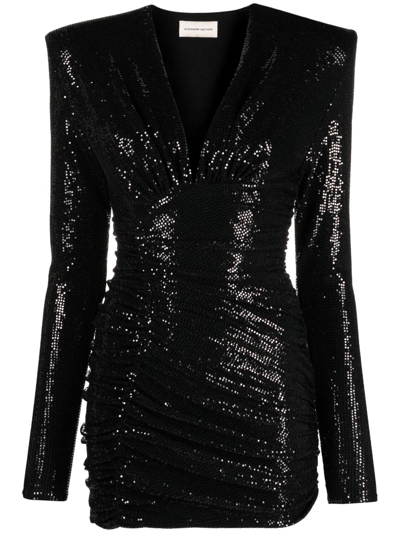 Alexandre Vauthier Padded-shoulder Sequinned Jersey Mini Dress In Black