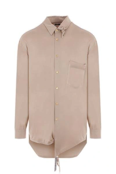 Magliano Long Sleeved Buttoned Shirt In Beige