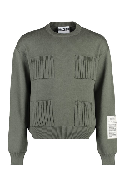 Moschino Logo Patch Crewneck Sweater In Green