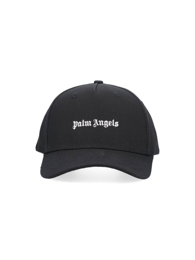 Palm Angels Logo Embroidered Baseball Cap In Black
