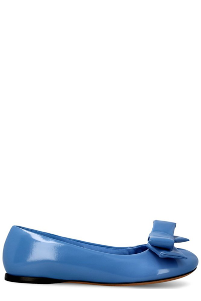 Loewe Puffy Patent Leather Ballet Flats In Blue