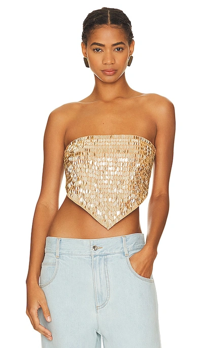 Camila Coelho Mirabel Top In Metallic Gold