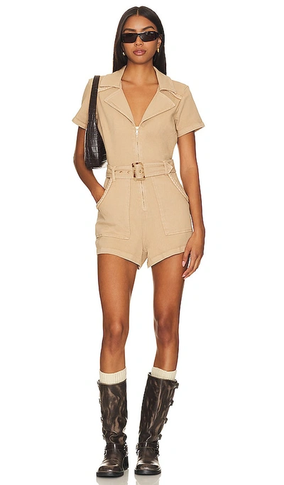 Show Me Your Mumu Outlaw Romper In Tan