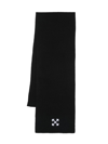 Off-white Arrow Ribbed Wool Scarf In Black White