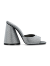 Attico Luz Crystal-embellished Leather Mules In Black Grey