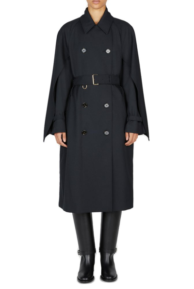Burberry Cotness Double-breasted Trench Coat In Black