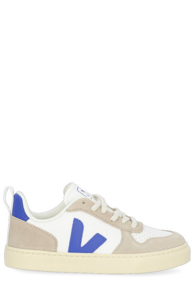 Veja Kids' Logo-patch Leather Sneakers In White
