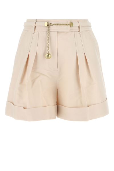 Zimmermann Belted Waist Wool-blend Shorts In Cream